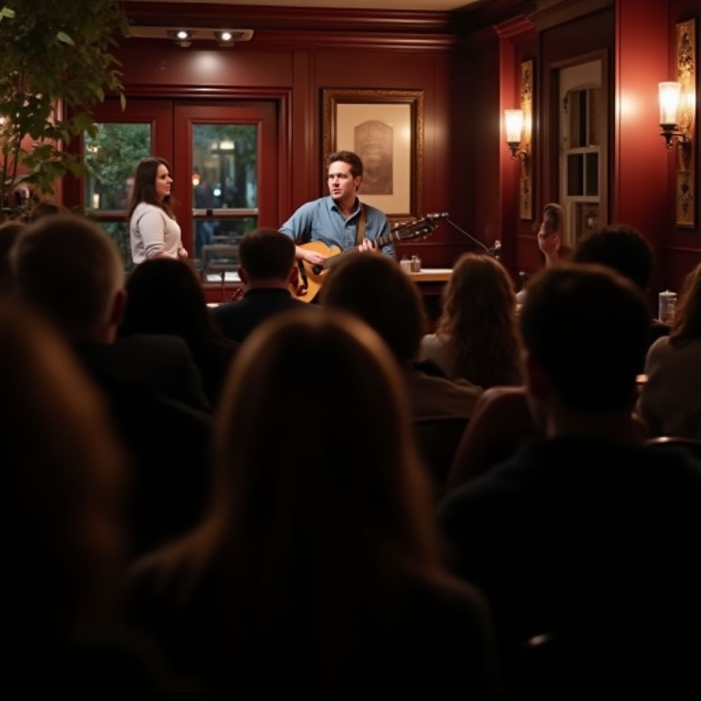 A small, intimate gig in a dimly lit bar