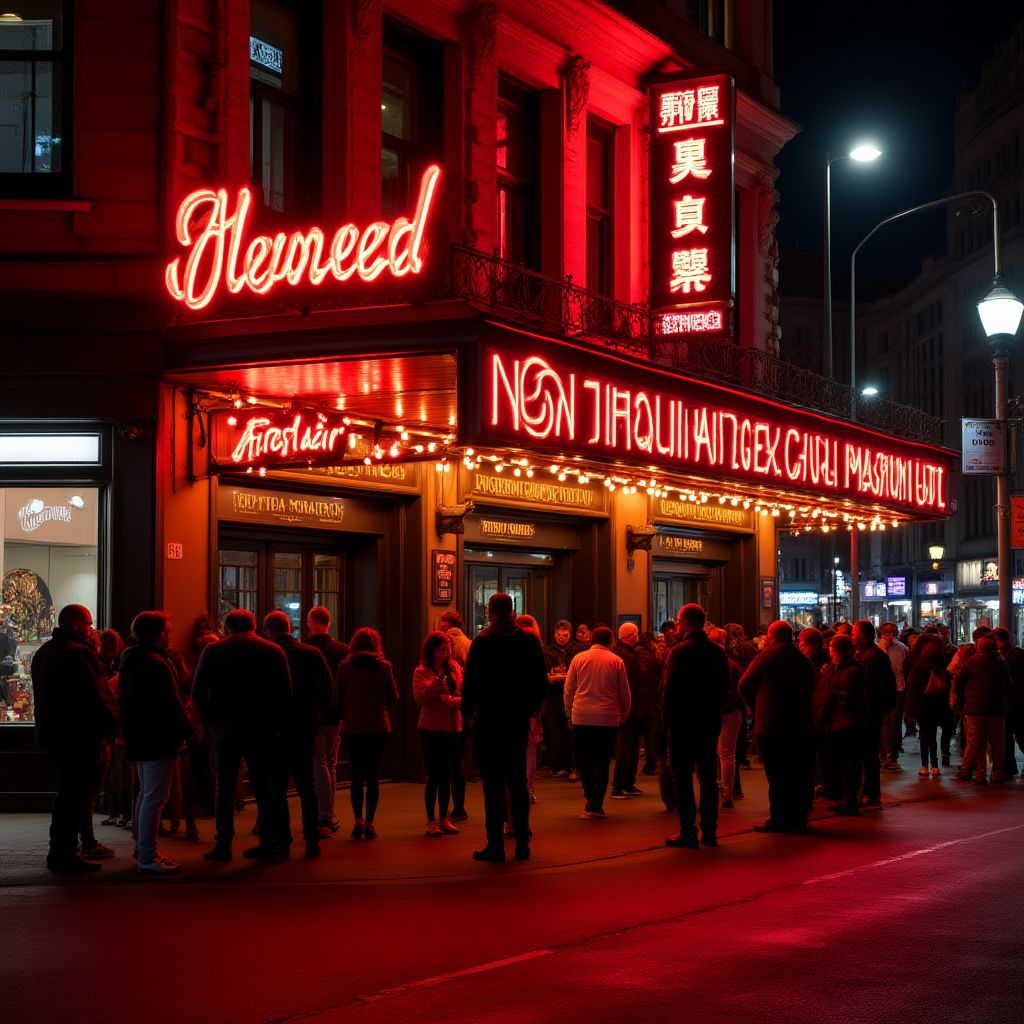 The vibrant exterior of a famous Melbourne music venue at night