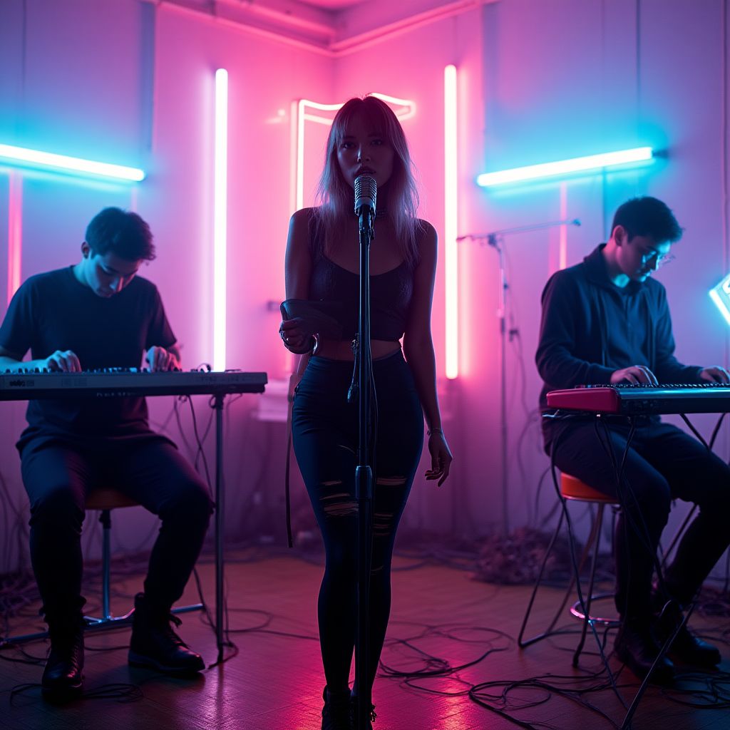Neon Pulse band with synthesizers