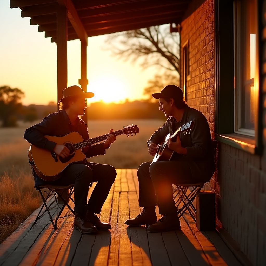Rust & Creek band playing acoustic instruments